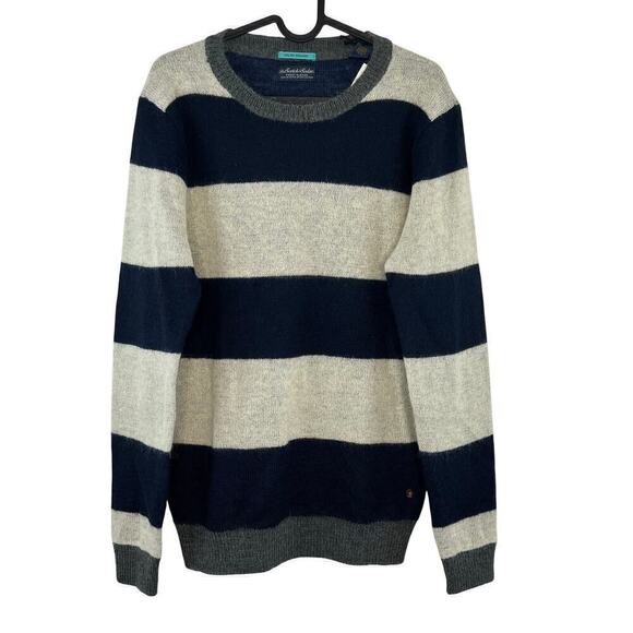 NWT Scotch & Soda Men's Striped Crewneck Mohair Blend Pullover Sweater Small - Picture 1 of 6